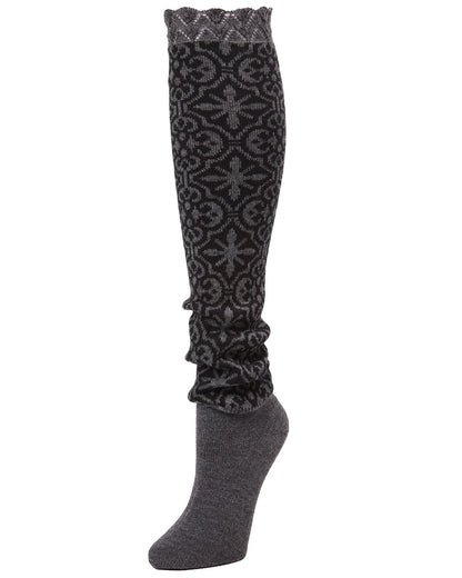 Chaleur Geometric Slouched Knee High Socks : Color: Dark Gray Heather