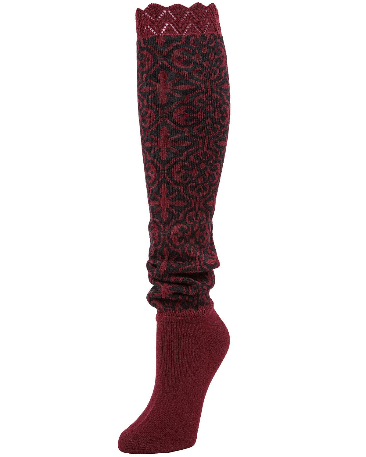 Chaleur Geometric Slouched Knee High Socks : Color: Cabernet