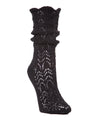 Shakar Scalloped Crochet Knit Boot Sock : Color: Black
