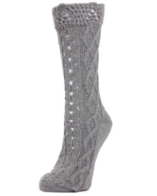 Asalim Mixed Knit Boot Sock Crew Socks : Color: Medium Gray Heather