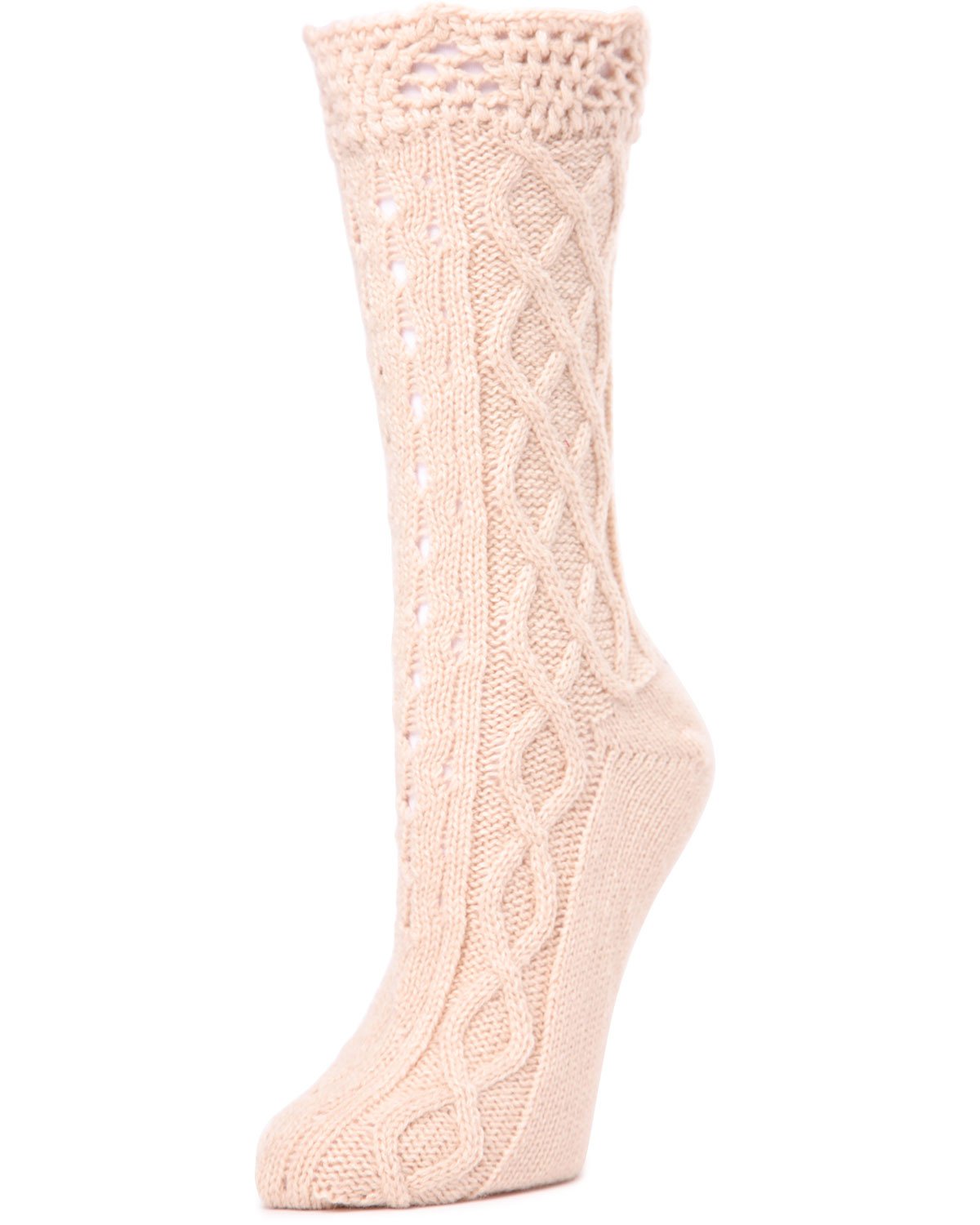 Asalim Mixed Knit Boot Sock Crew Socks : Color: Oatmeal
