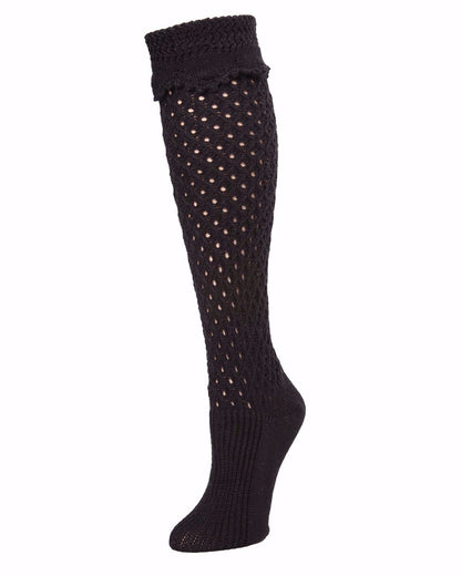 Cialda Waffle Knit Knee High Sock : Color: Black