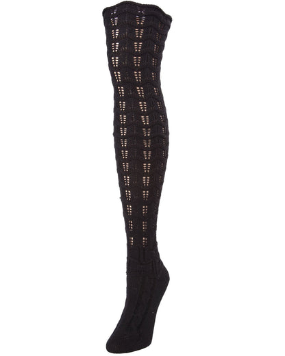 Marzipan Chevron Knit Over the Knee Boot Socks : Color: Black