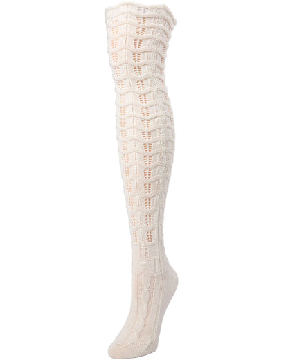 Marzipan Chevron Knit Over the Knee Boot Socks : Color: Ivory