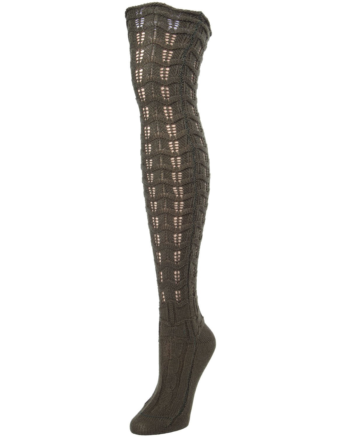 Marzipan Chevron Knit Over the Knee Boot Socks : Color: Olive