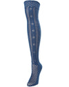 Fondant Crochet Stripe Over the Knee Boot Sock : Color: Blue