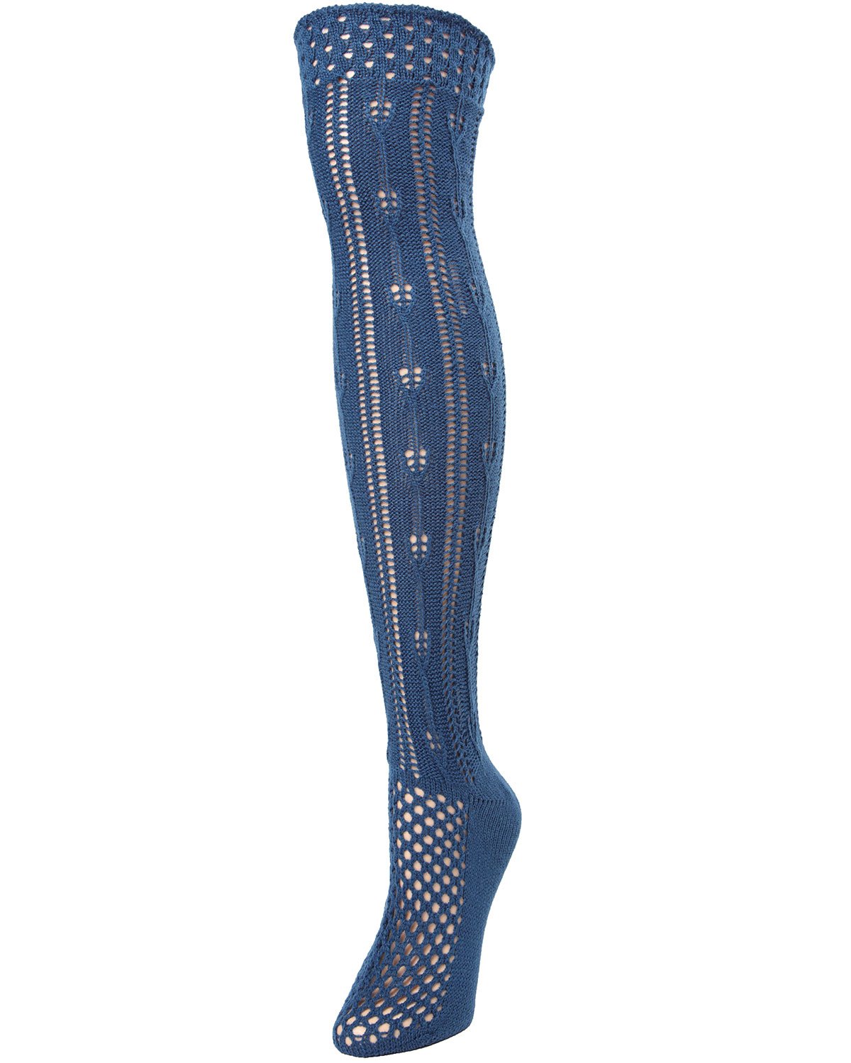 Fondant Crochet Stripe Over the Knee Boot Sock : Color: Blue