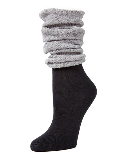 Linear Scrunch Cotton Blend Crew Socks : Color: Black