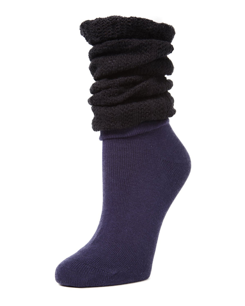 Linear Scrunch Cotton Blend Crew Socks