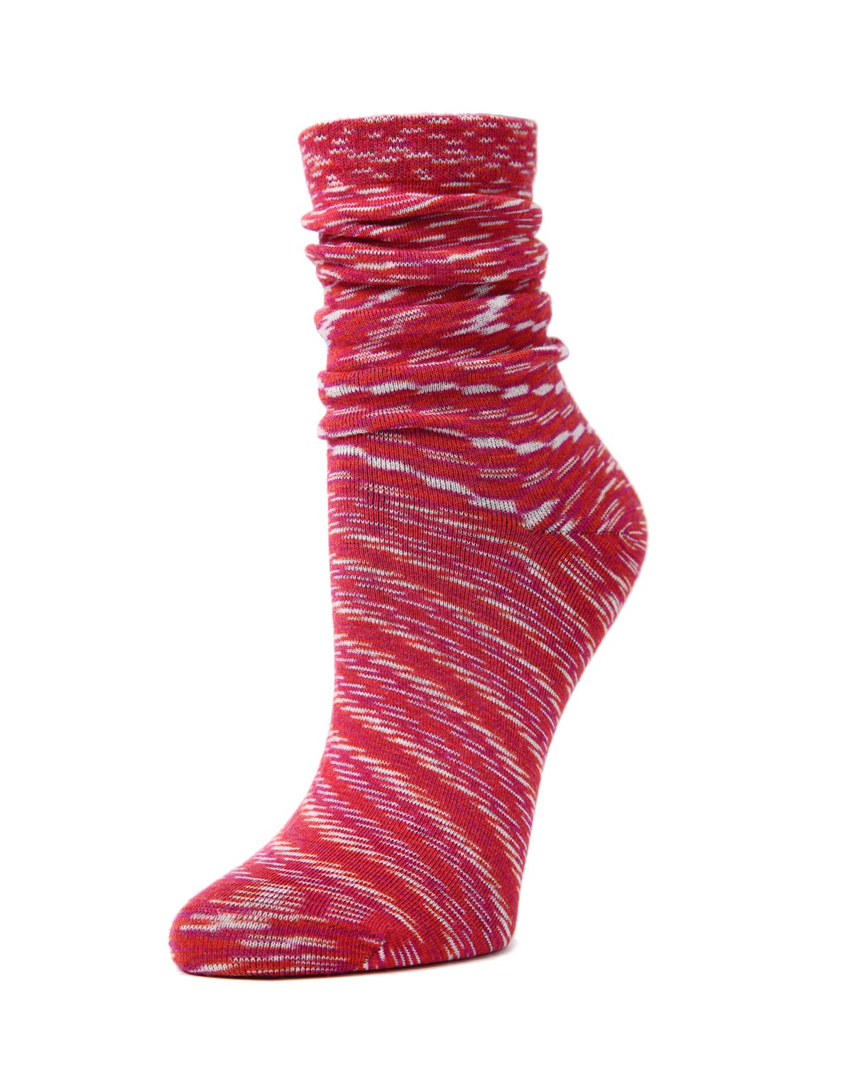 Vivant Wild Static Boyfriend Cotton Blend Crew Socks : Color: RedPlum