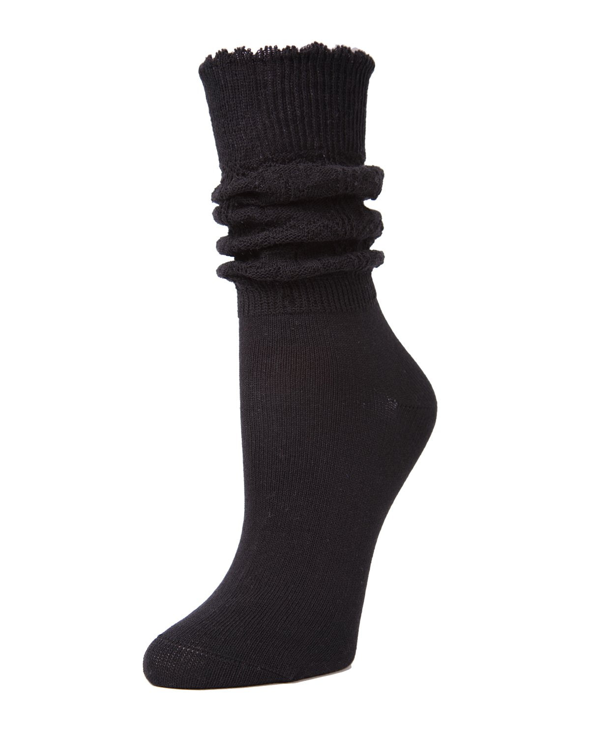 Cheri Cozy Scrunched Crew Socks : Color: Black