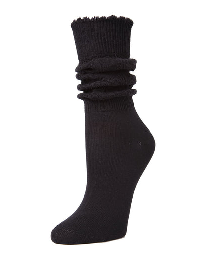 Cheri Cozy Scrunched Crew Socks : Color: Black