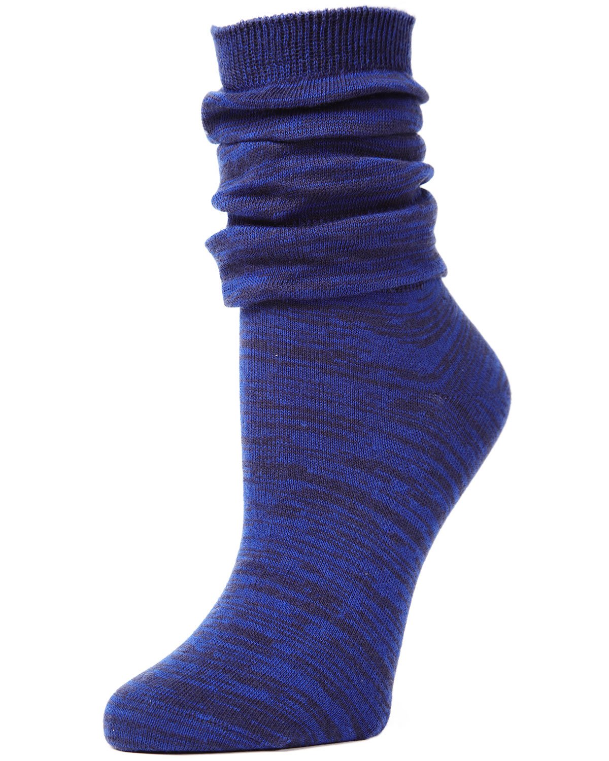 Joli Jeweltone Scrunched Cotton Blend Crew Socks : Color: Evening Blue