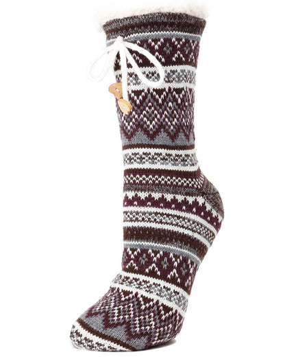 Mojave Sherpa Lined Non-Skid Crew Socks : Color: Winter White