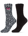 Butterfly Embroidered Cozy Crew 2 Pair Pack : Color: Black