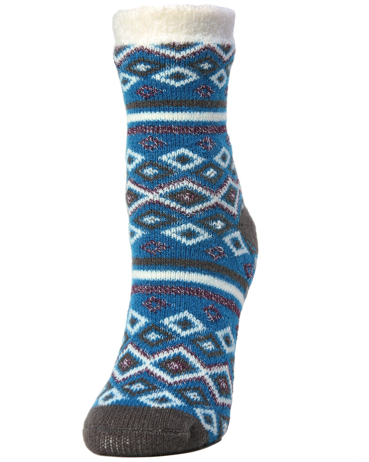 Women's Jewelry Box Dual Layer Lurex Crew Socks : Color: Blue Sapphire