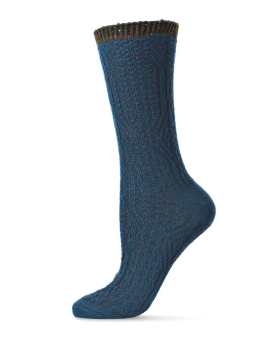 Speckled Colorblock Cotton Blend Crew Sock 2 Pair Pack : Color: Majolica Blue