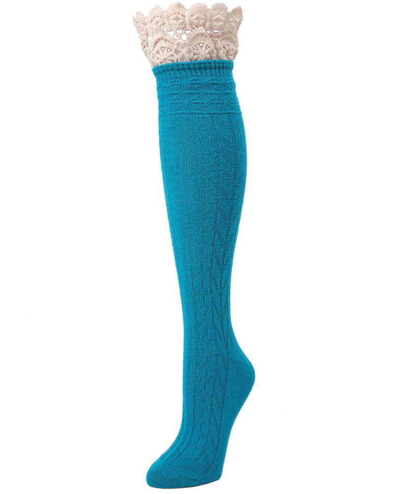 MeMoi Serenity Cable and Lace Knee High Socks