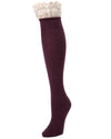 Serenity Cable & Lace Knee High Cotton Blend Socks : Color: Purple Pennant