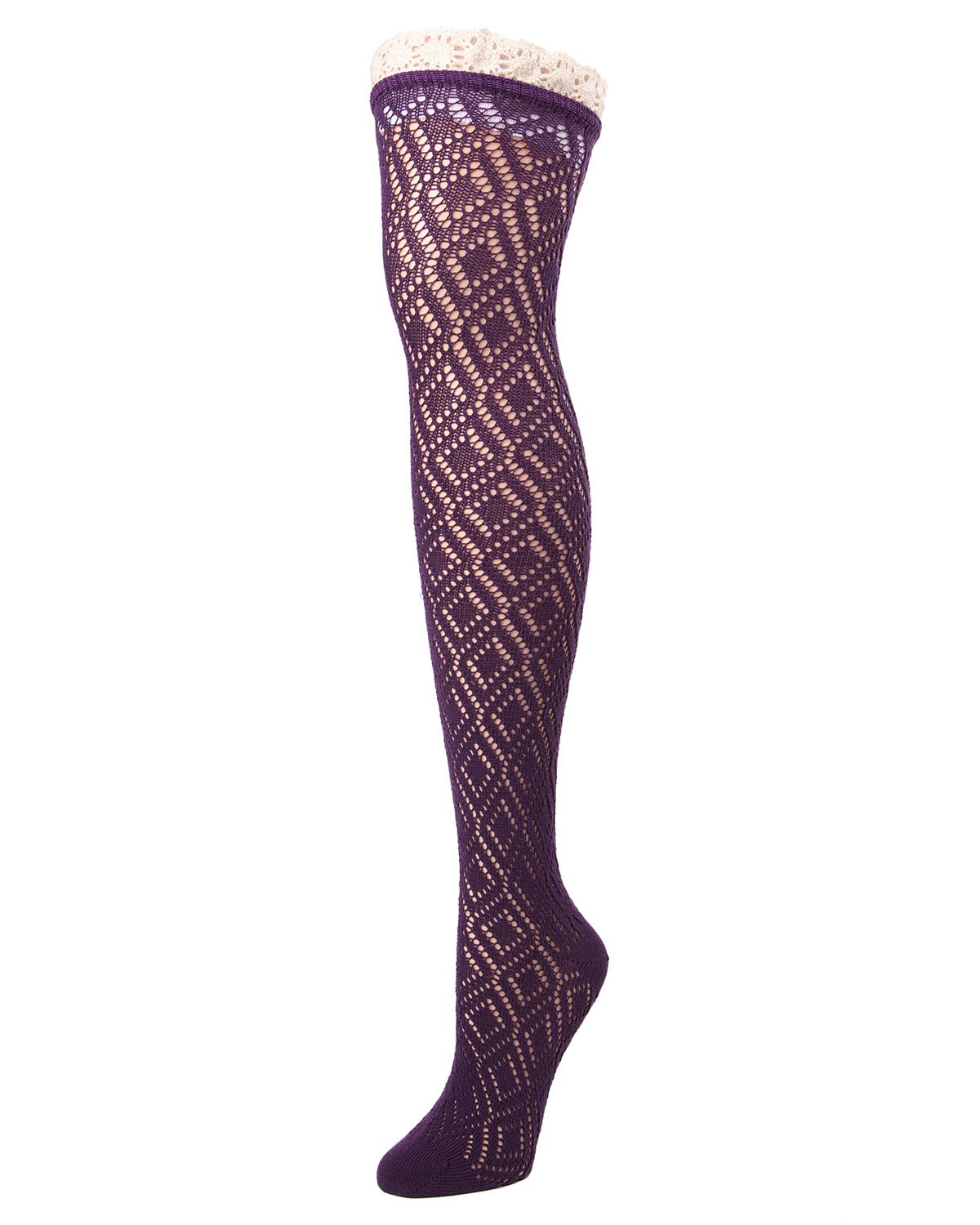 Moulin Crochet Combed Cotton Over the Knee Sock : Color: Purple Pennant