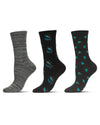 Women's 3 Pair Pack Birds Rayon From Bamboo Crew Socks : Color: Black