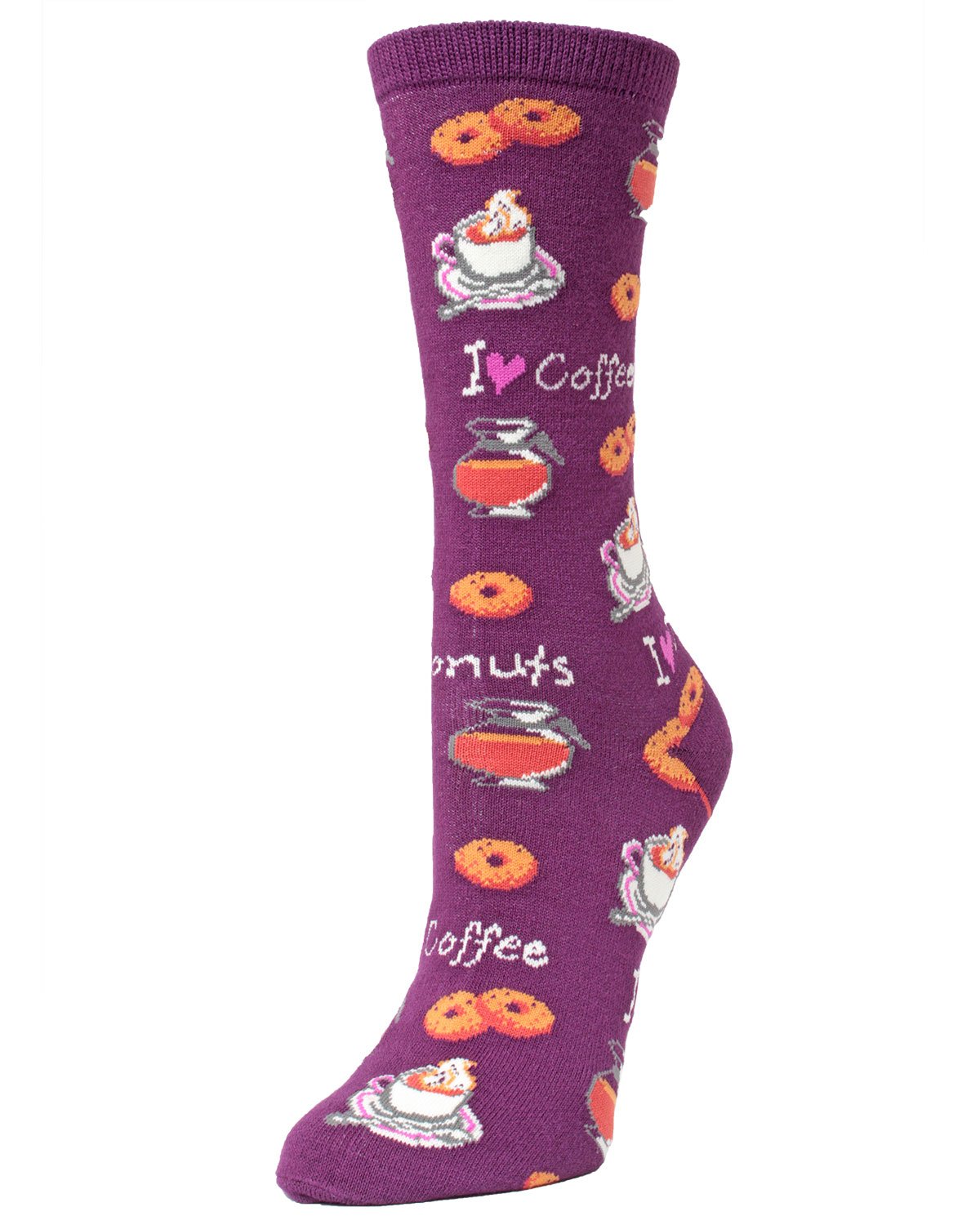 I Love Coffee Bamboo Blend Crew Socks : Color: Blackberry Wine