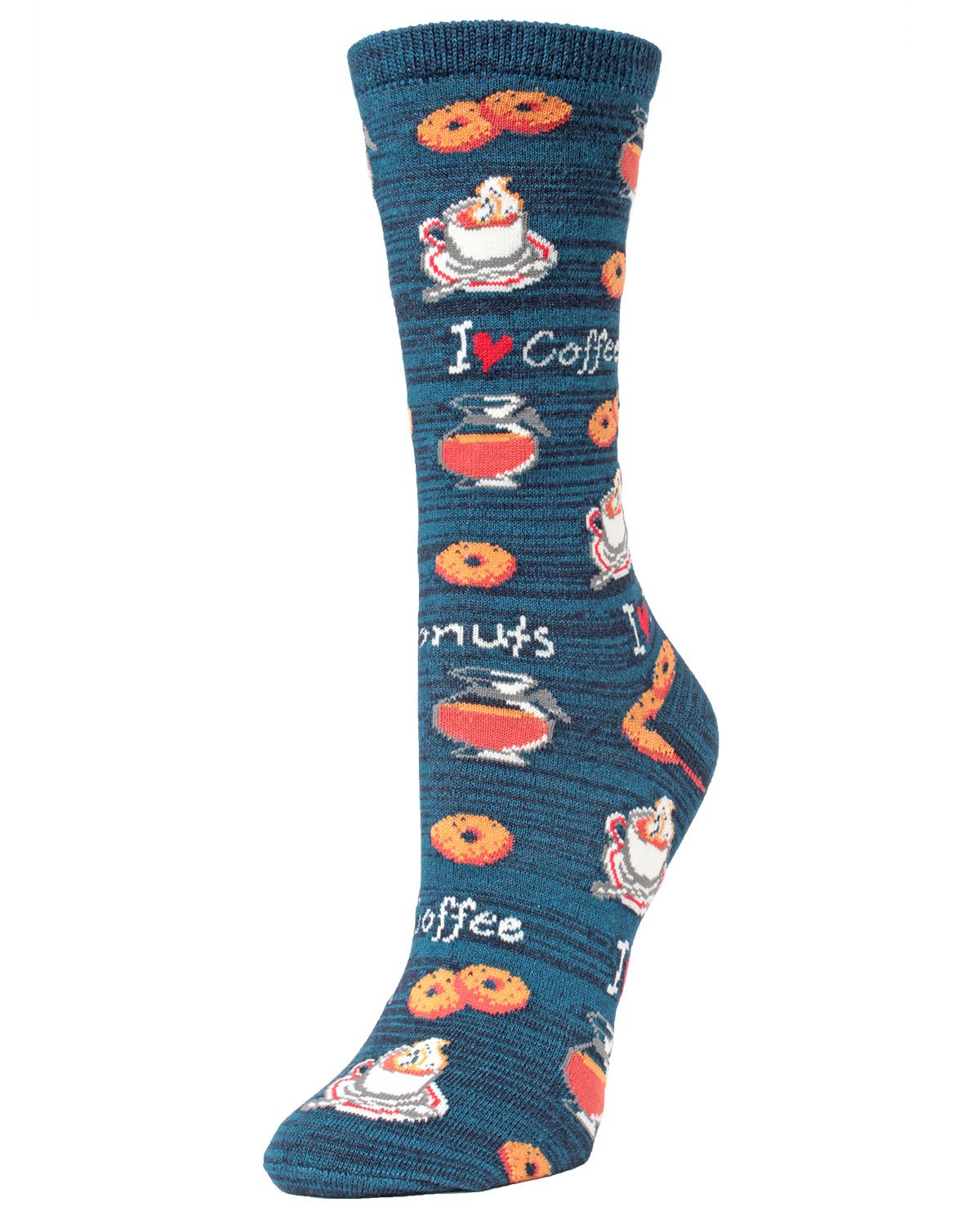 I Love Coffee Bamboo Blend Crew Socks : Color: Navy Blazer
