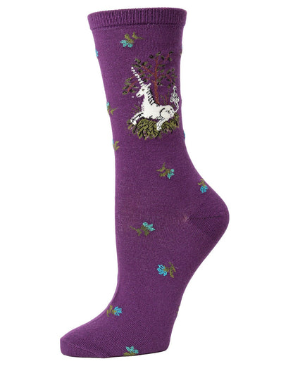 Unicorn Bamboo Blend Crew Socks : Color: Blackberry Cordial