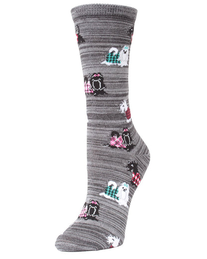 Fancy Dog Scottish & Yorkshire Terrier Bamboo Blend Crew Socks : Color: Asphalt