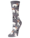 Women's French Bulldog Rayon From Bamboo Blend Crew Socks : Color: Asphalt