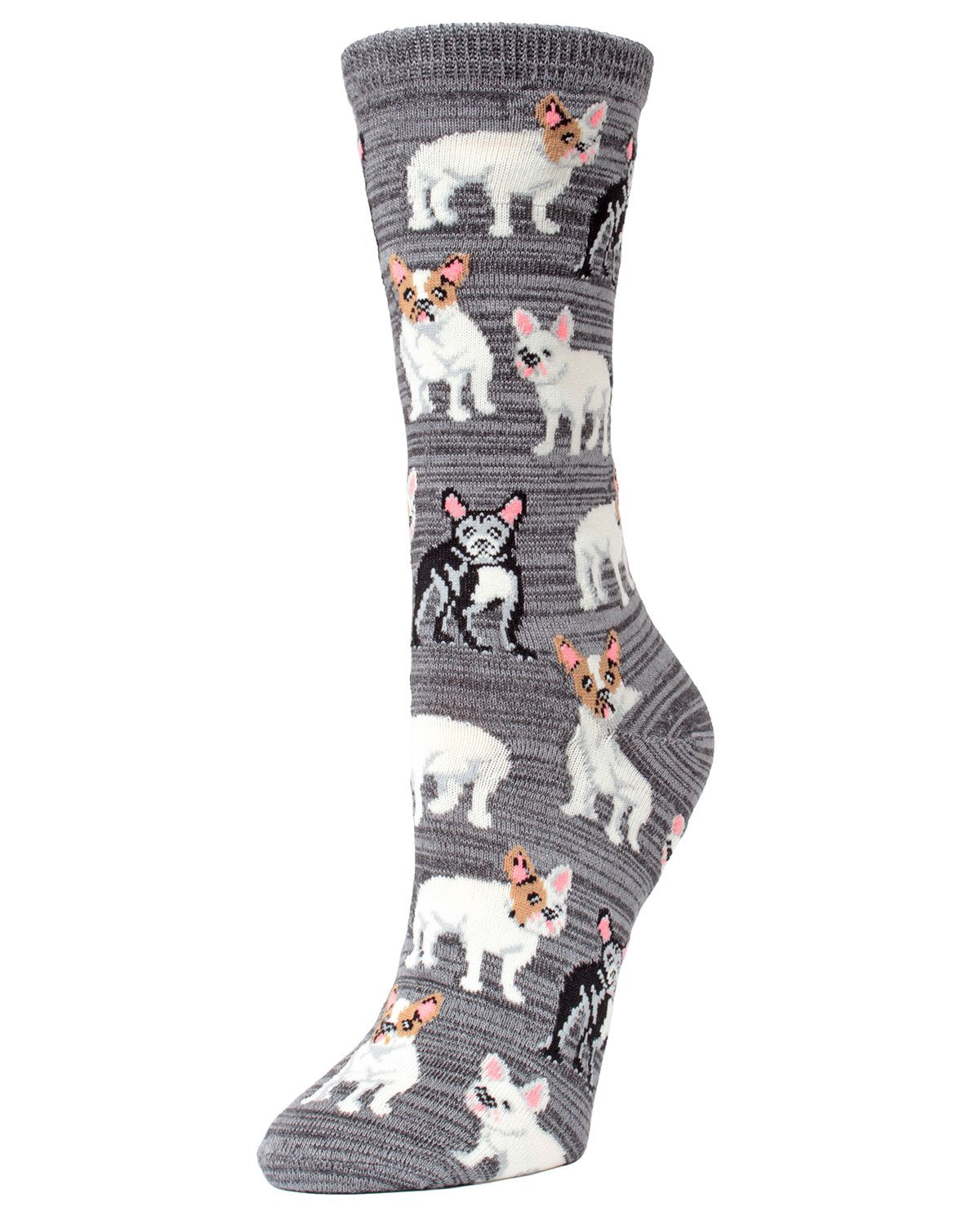Women's French Bulldog Rayon From Bamboo Blend Crew Socks : Color: Asphalt