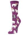 Women's French Bulldog Rayon From Bamboo Blend Crew Socks : Color: Blackberry Wine