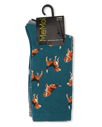 Women's 3 Pair Pack Beagle Bamboo Blend Crew Socks : Color: Black