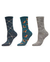 Women's 3 Pair Pack Beagle Bamboo Blend Crew Socks : Color: Legion Blue