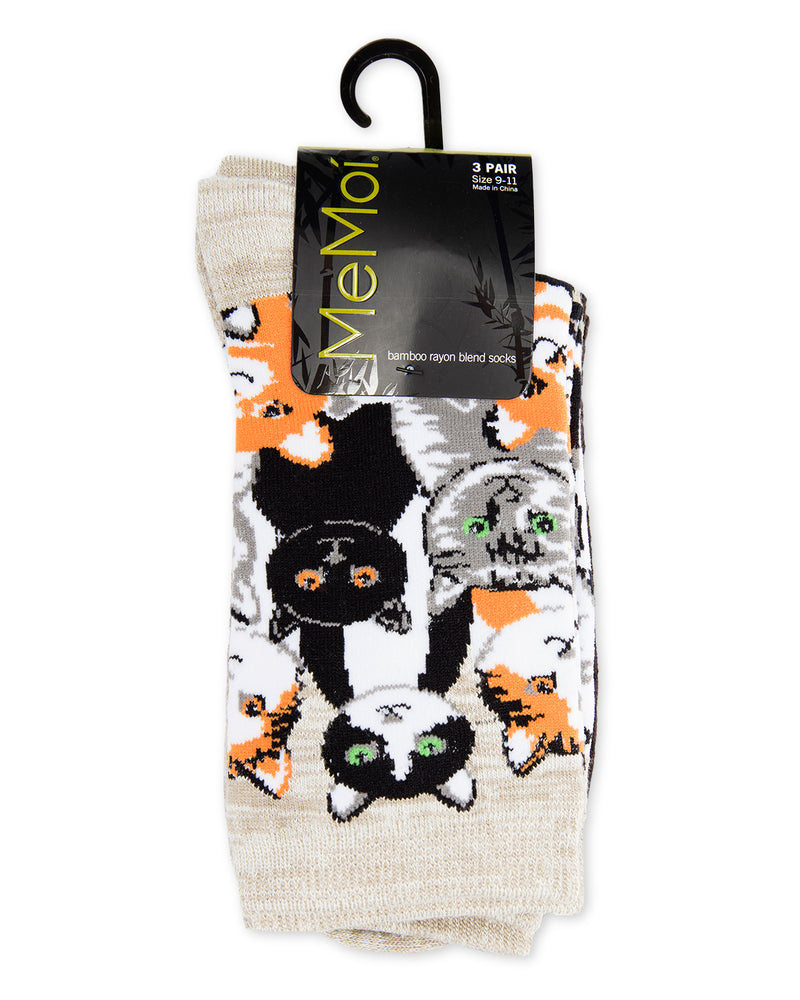 Cats Montage Bamboo Blend Crew 3 Pair Pack