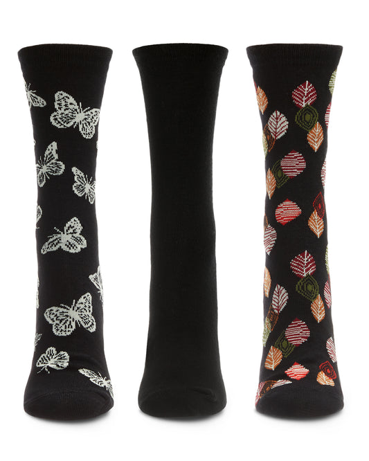 Nature Bamboo Blend Crew 3 Pair Pack : Color: Black
