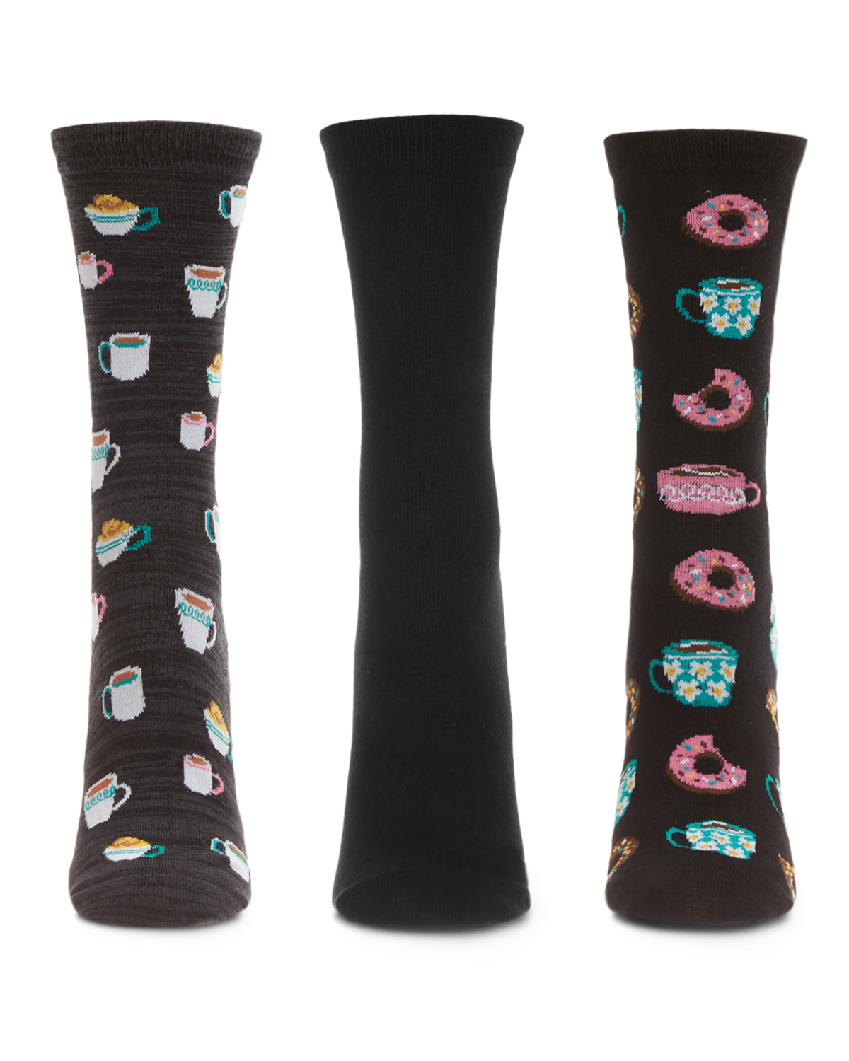Donut Heaven Bamboo Blend Crew 3 Pair Pack : Color: Black