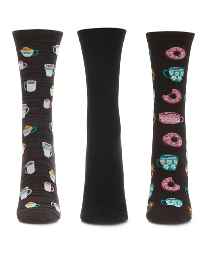 Donut Heaven Bamboo Blend Crew 3 Pair Pack : Color: Black
