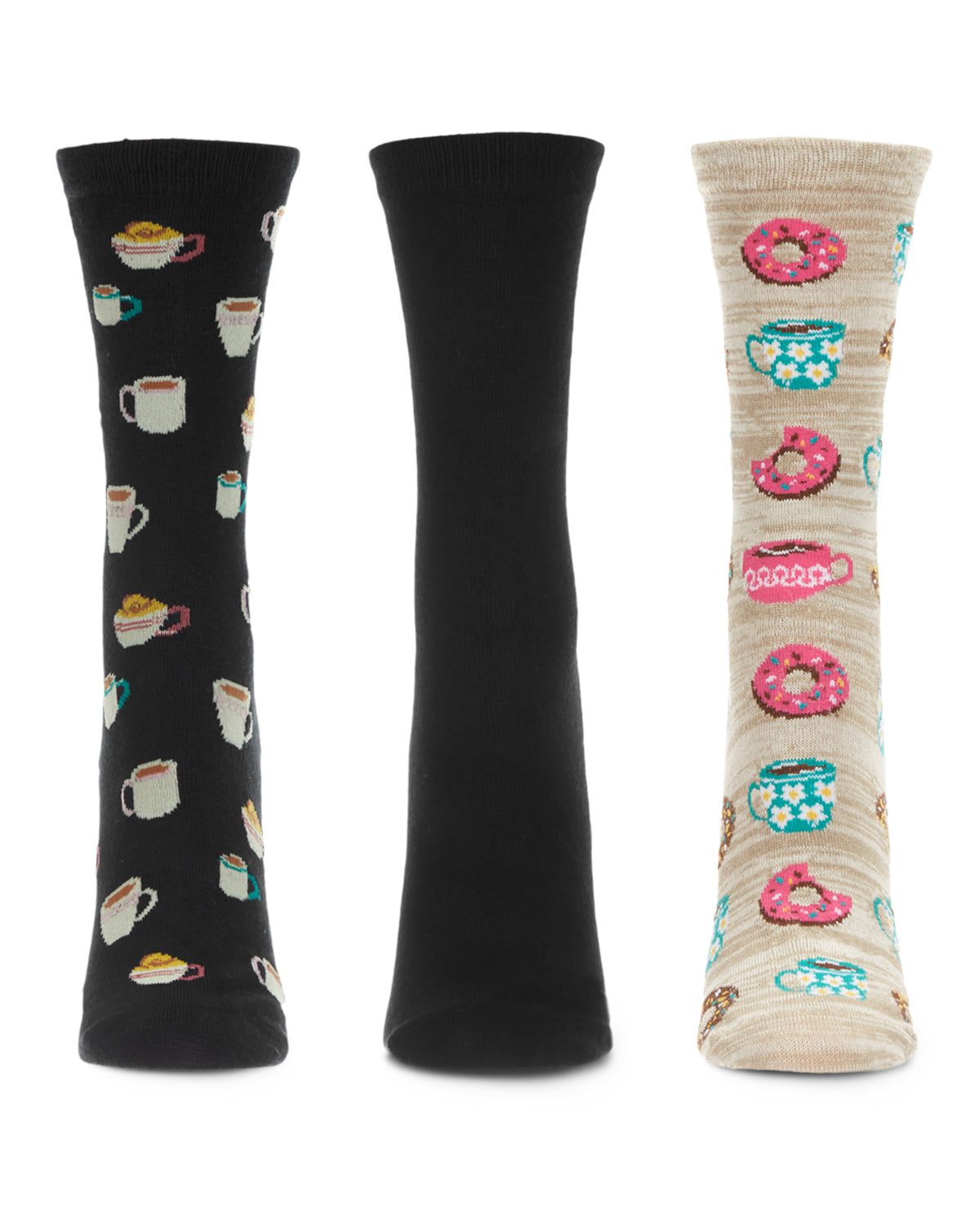 Donut Heaven Bamboo Blend Crew 3 Pair Pack : Color: Black