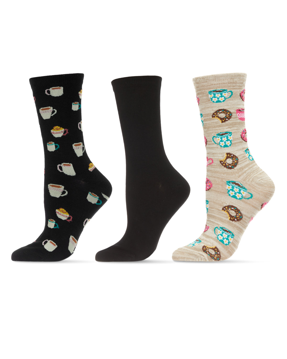 Donut Heaven Bamboo Blend Crew 3 Pair Pack : Color: Crockery