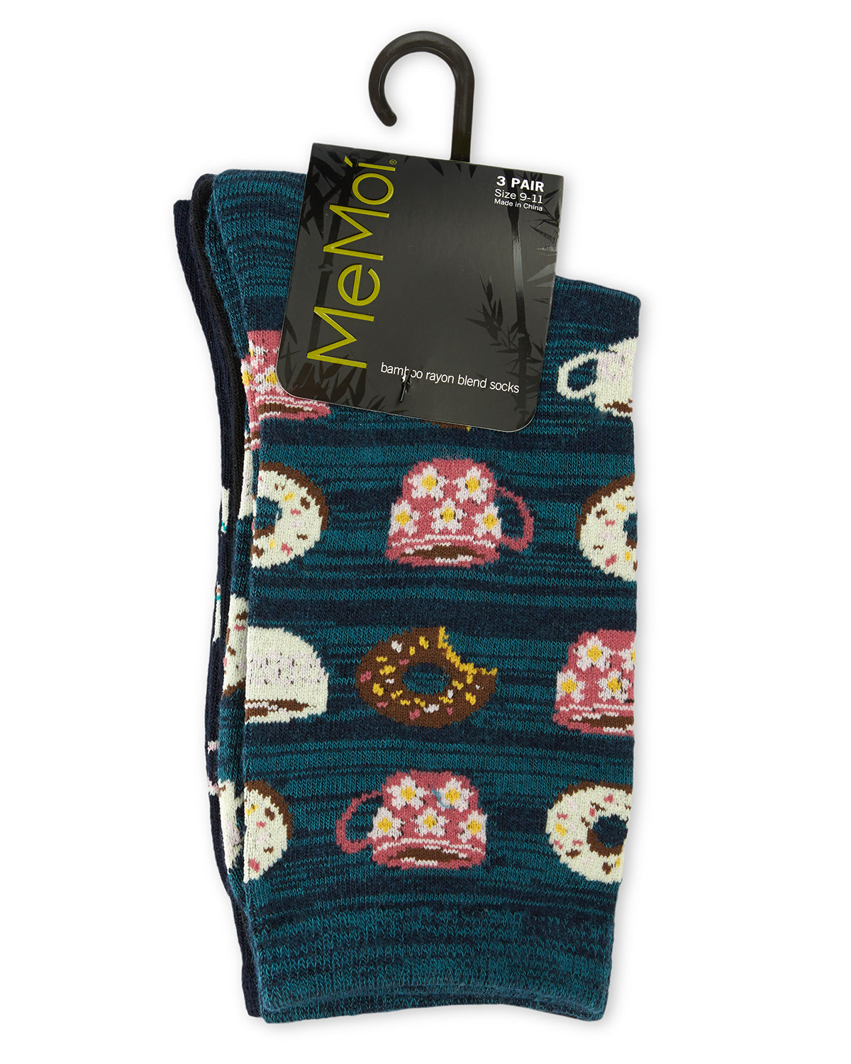 Donut Heaven Bamboo Blend Crew 3 Pair Pack : Color: Black