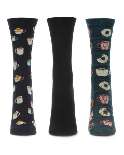 Donut Heaven Bamboo Blend Crew 3 Pair Pack : Color: Black