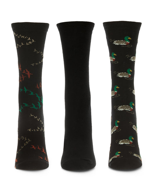 Ducks Bamboo Blend Crew 3 Pair Pack : Color: Black