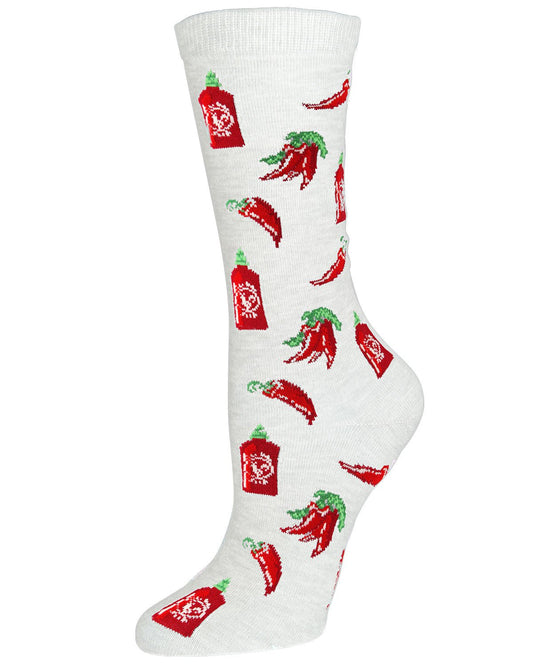 Hot Sriracha Bamboo Blend Crew Socks : Color: Winter White
