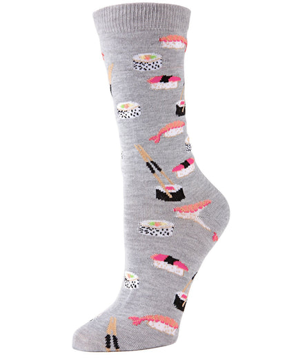 Sushi Bamboo Blend Crew Novelty Socks : Color: Medium Gray Heather