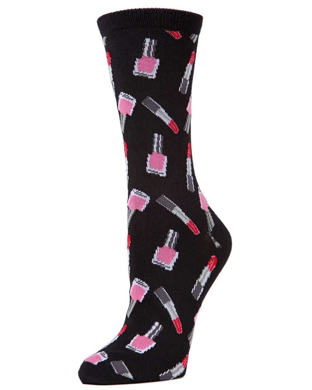 Lipstick & Nail Polish Bamboo Blend Crew Socks : Color: Black