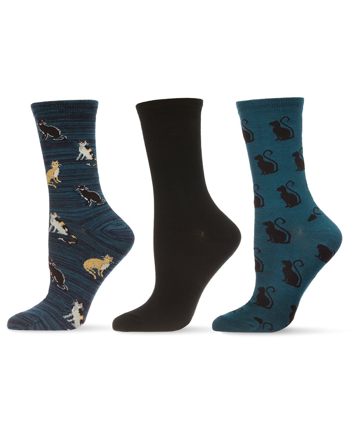 Cats Galore Bamboo Blend Crew Sock 3 Pair Pack : Color: Legion Blue
