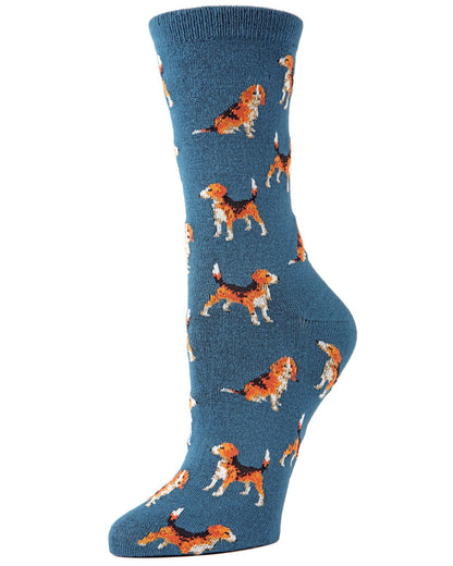 Women's American Beagle Bamboo Blend Crew Socks : Color: Legion Blue