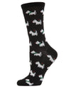 Women's Holiday Scotties & Presents Crew Socks : Color: Black
