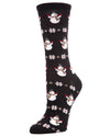 Women's Snowman & Snowflake Holiday Crew Socks : Color: Black